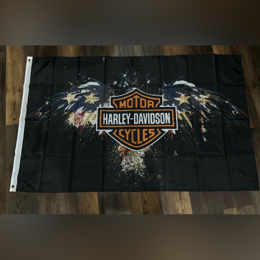 Harley Davidson Flag Large Banner 3x5 feet Logo Sign outside weather resistance